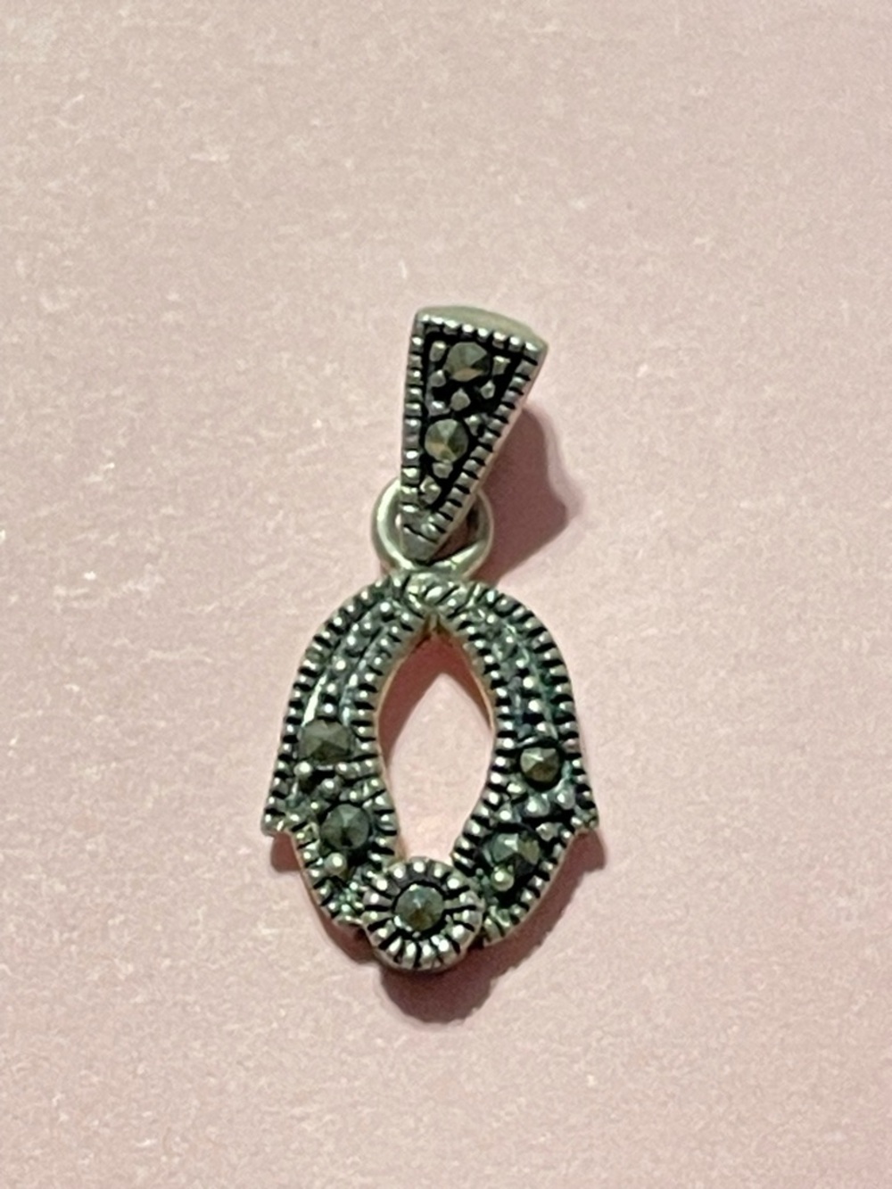 Vintage Sterling Silver Marcasite Pendant #7800 ❤️🔥 LAST CHANCE